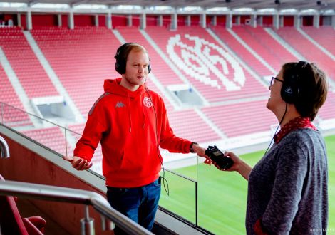 Laurin Schneider, FSV Mainz 05 und Stefanie Heise, Arbeit und Leben Rheinland-Pfalz gGmbH